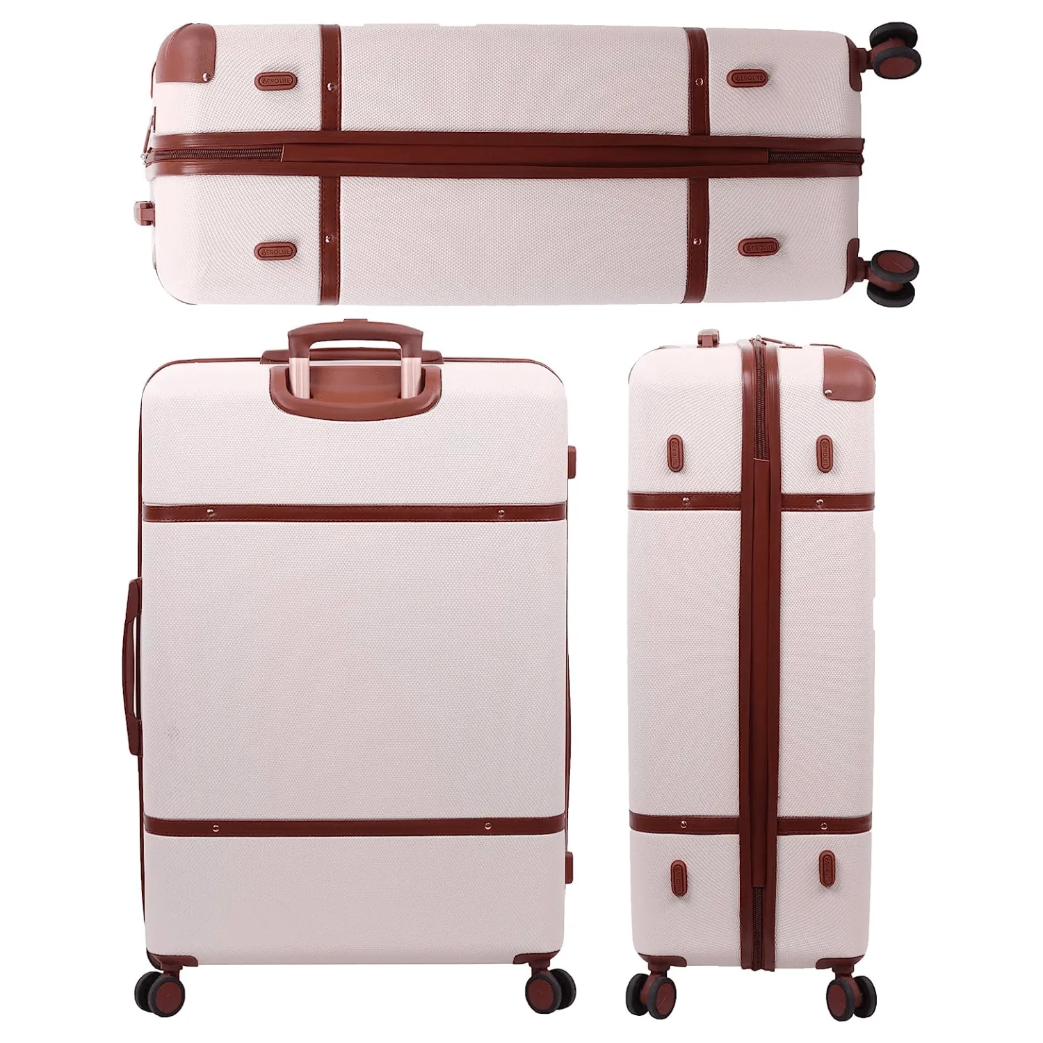 Aerolite Vintage Classic Retro Style Lightweight ABS Hard Shell Luggage With In-Built TSA Lock & Ultra Quiet Hinomoto 8-Wheels (Cabin 21", Medium 25", Large 29")