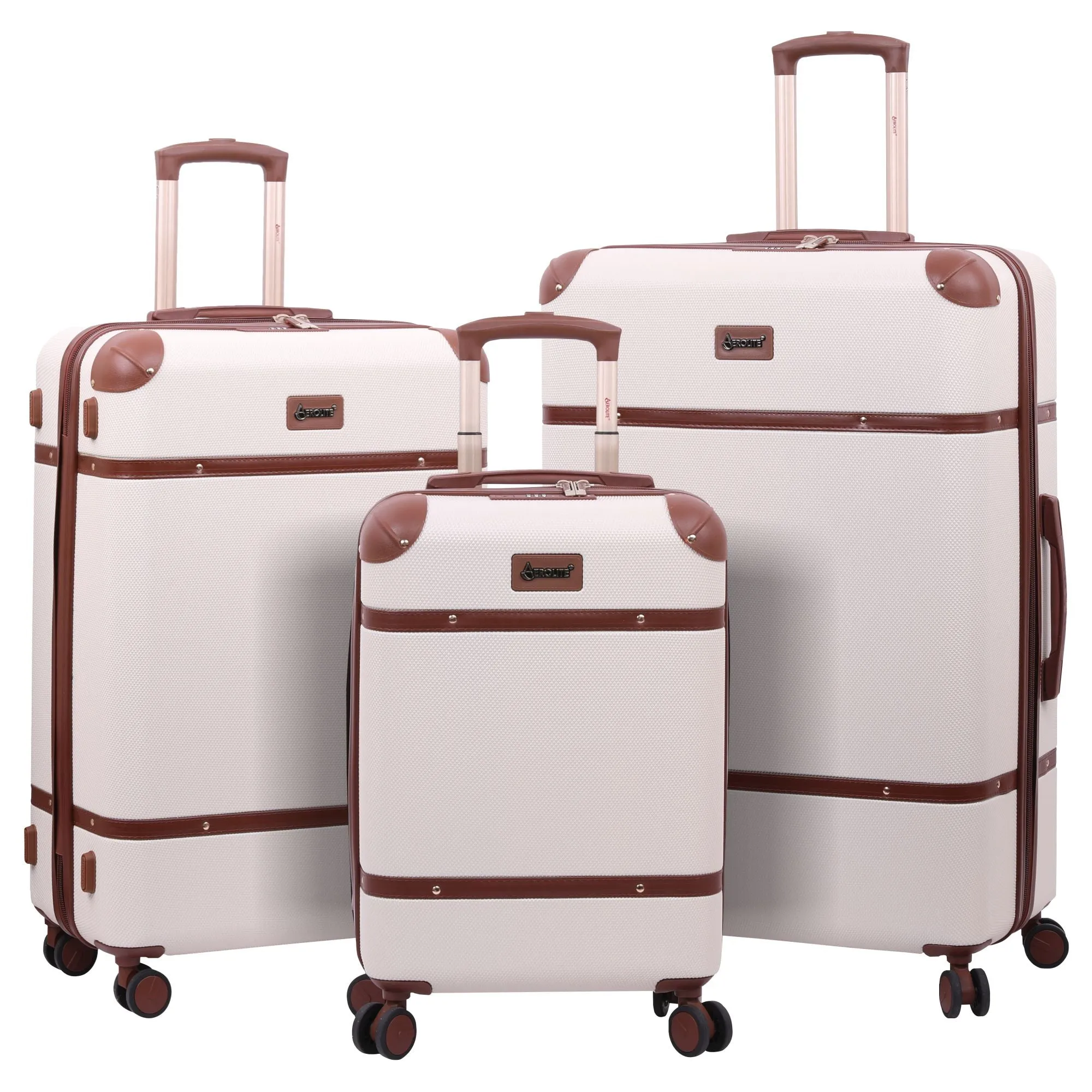 Aerolite Vintage Classic Retro Style Lightweight ABS Hard Shell Luggage With In-Built TSA Lock & Ultra Quiet Hinomoto 8-Wheels (Cabin 21", Medium 25", Large 29")