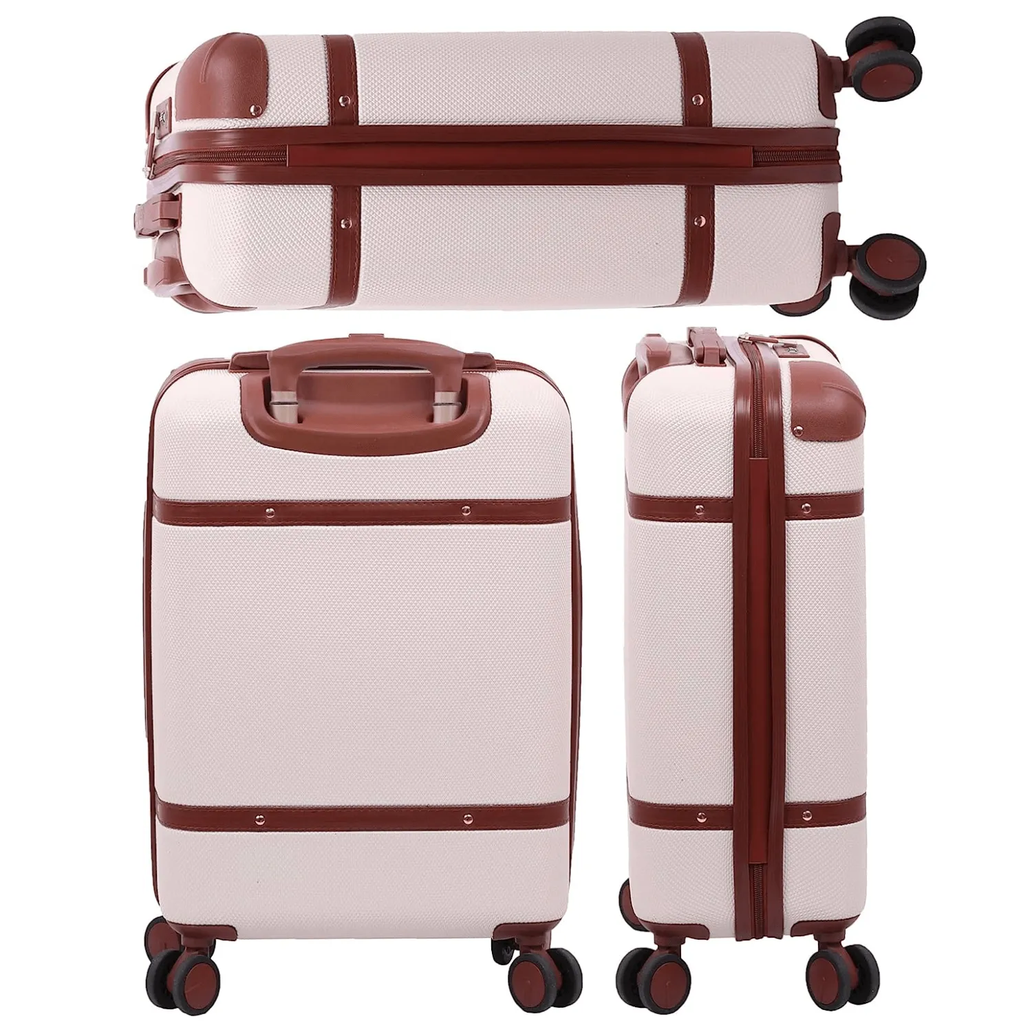 Aerolite Vintage Classic Retro Style Lightweight ABS Hard Shell Luggage With In-Built TSA Lock & Ultra Quiet Hinomoto 8-Wheels (Cabin 21", Medium 25", Large 29")