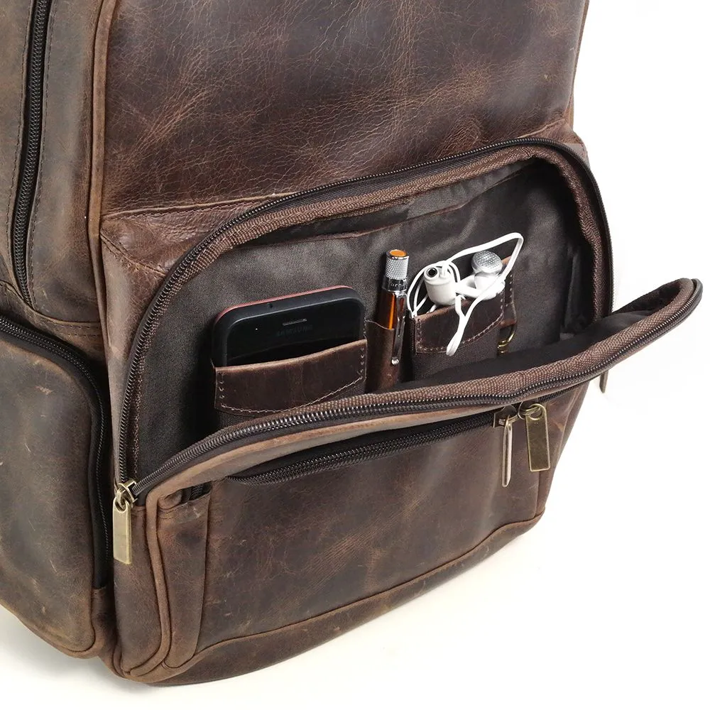 DAYTREKR DISTRESSED LEATHER MULTI-POCKET BACKPACK