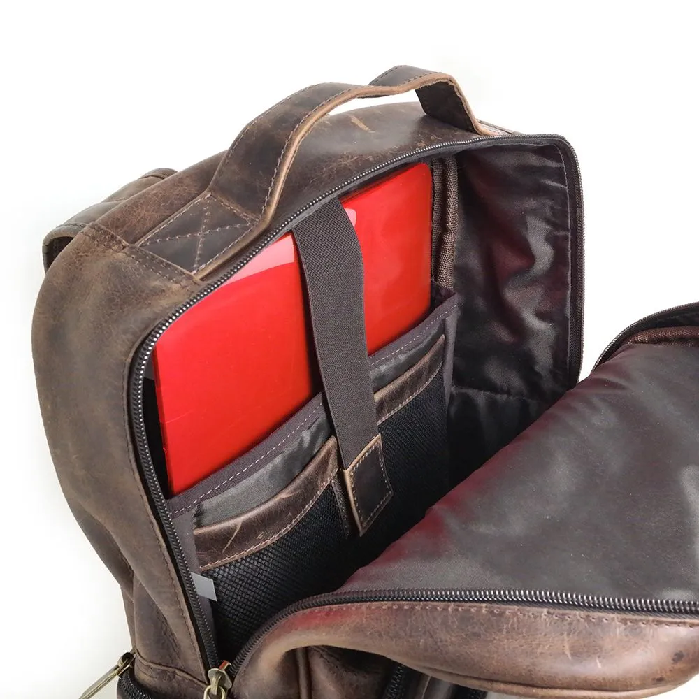 DAYTREKR DISTRESSED LEATHER MULTI-POCKET BACKPACK