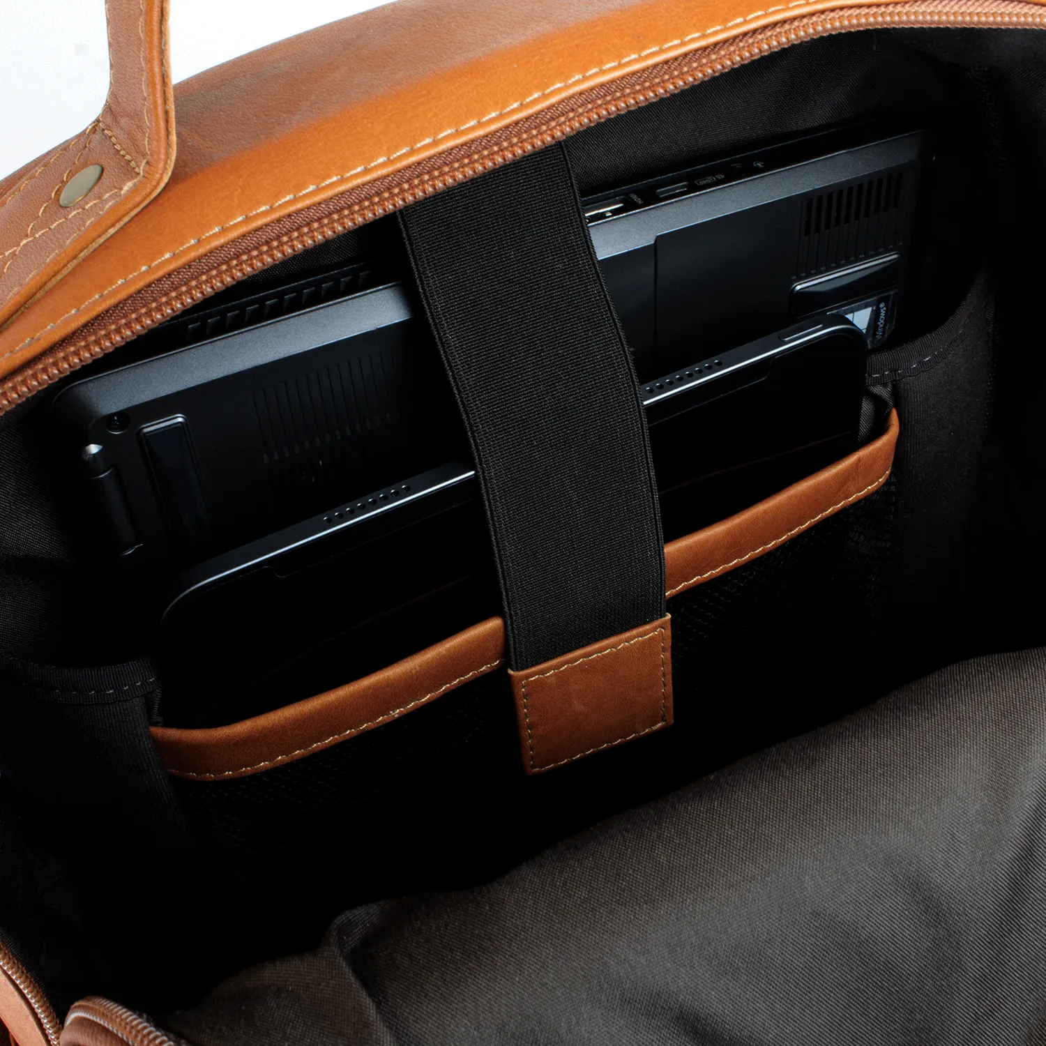 DayTrekr Leather Deluxe Organizer Backpack