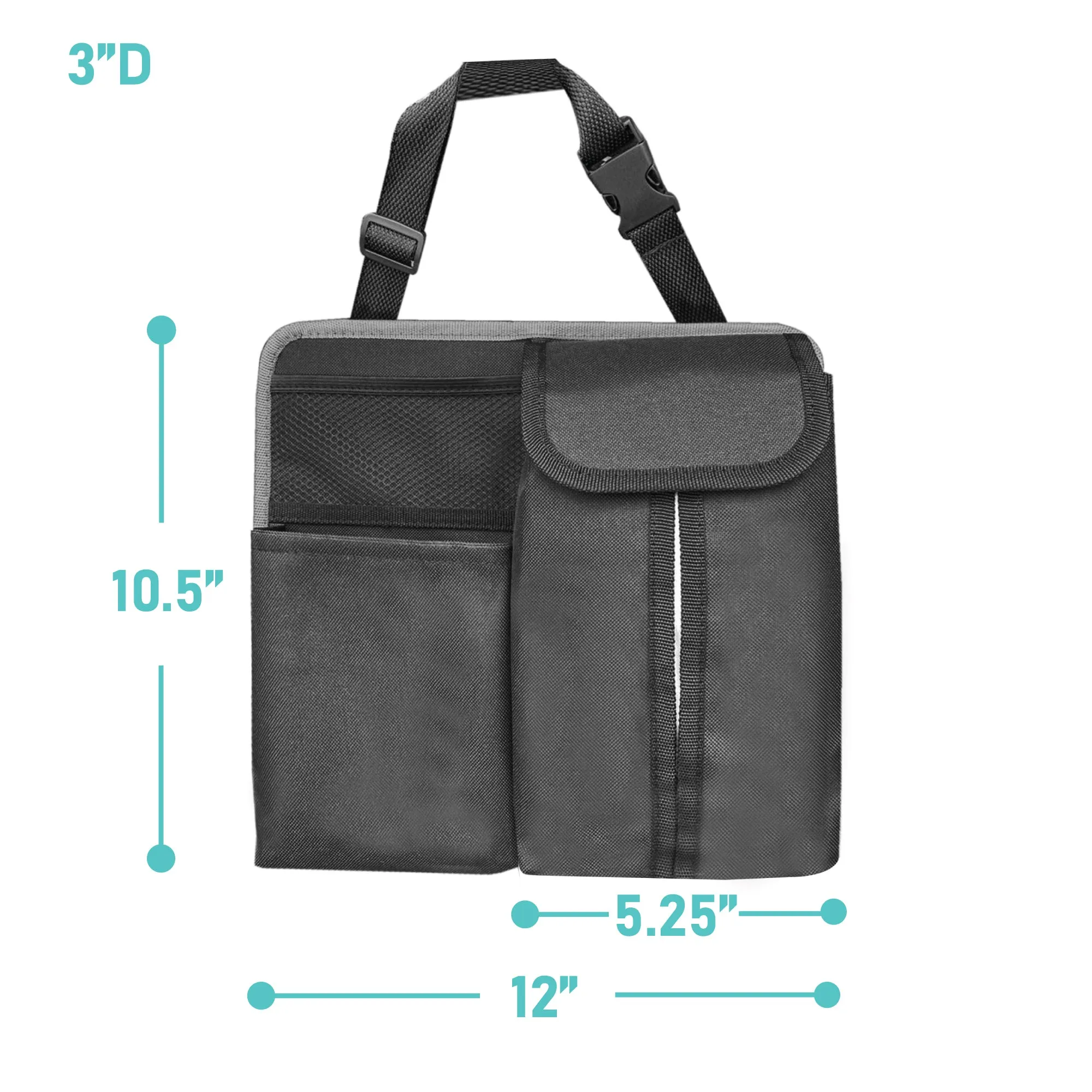 E-Z Travel Hanging Car Organizer with Tissue Dispenser Black