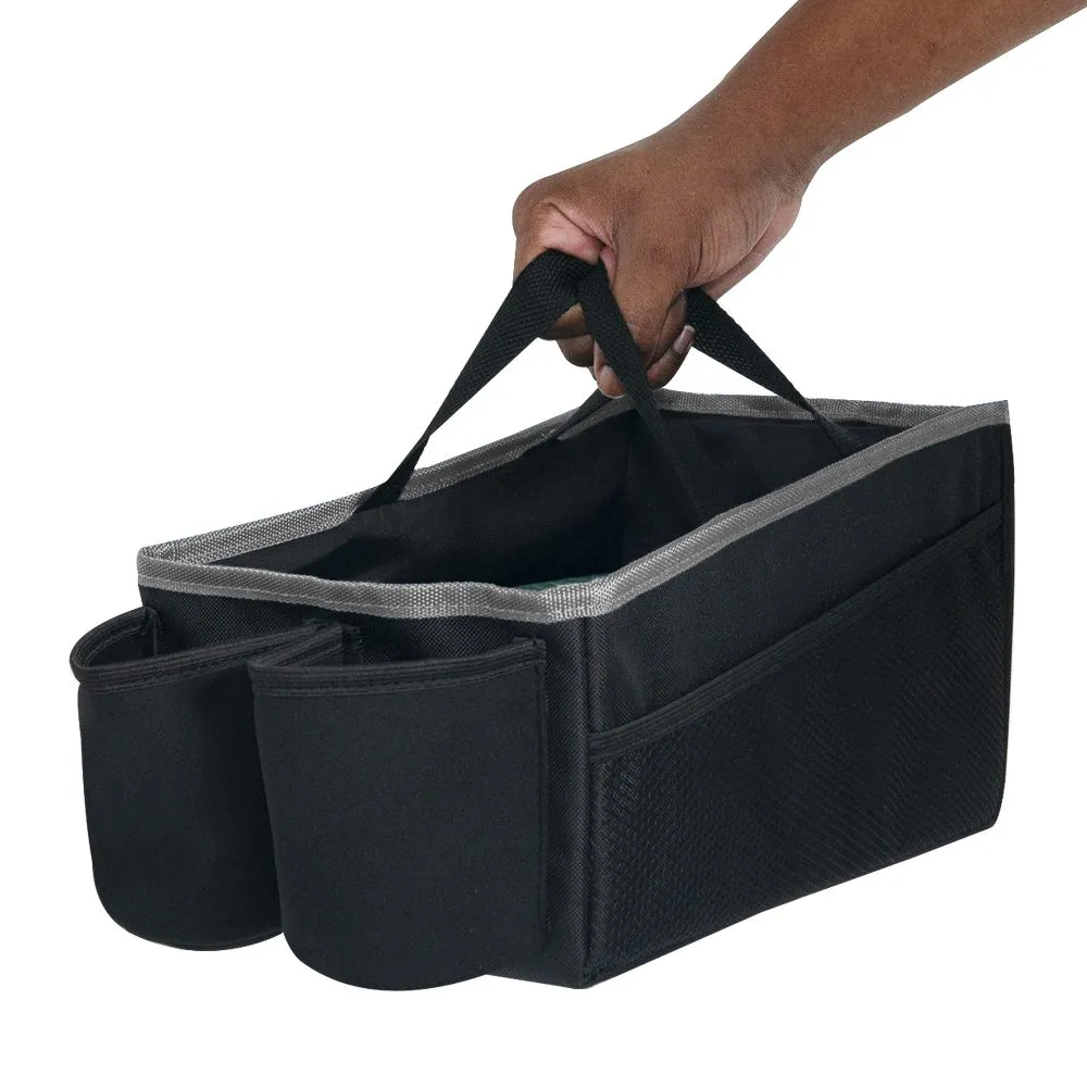 E-Z Travel Multi-Use Tote Car Organizer with Cup Holders Gray
