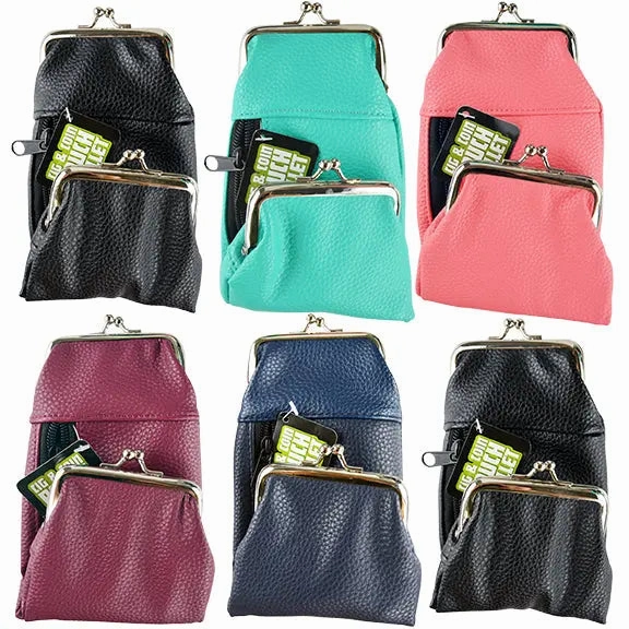 Leatherette Cigarette Pouch with Coin Wallet - 6 Pieces Per Retail Ready Display 27891