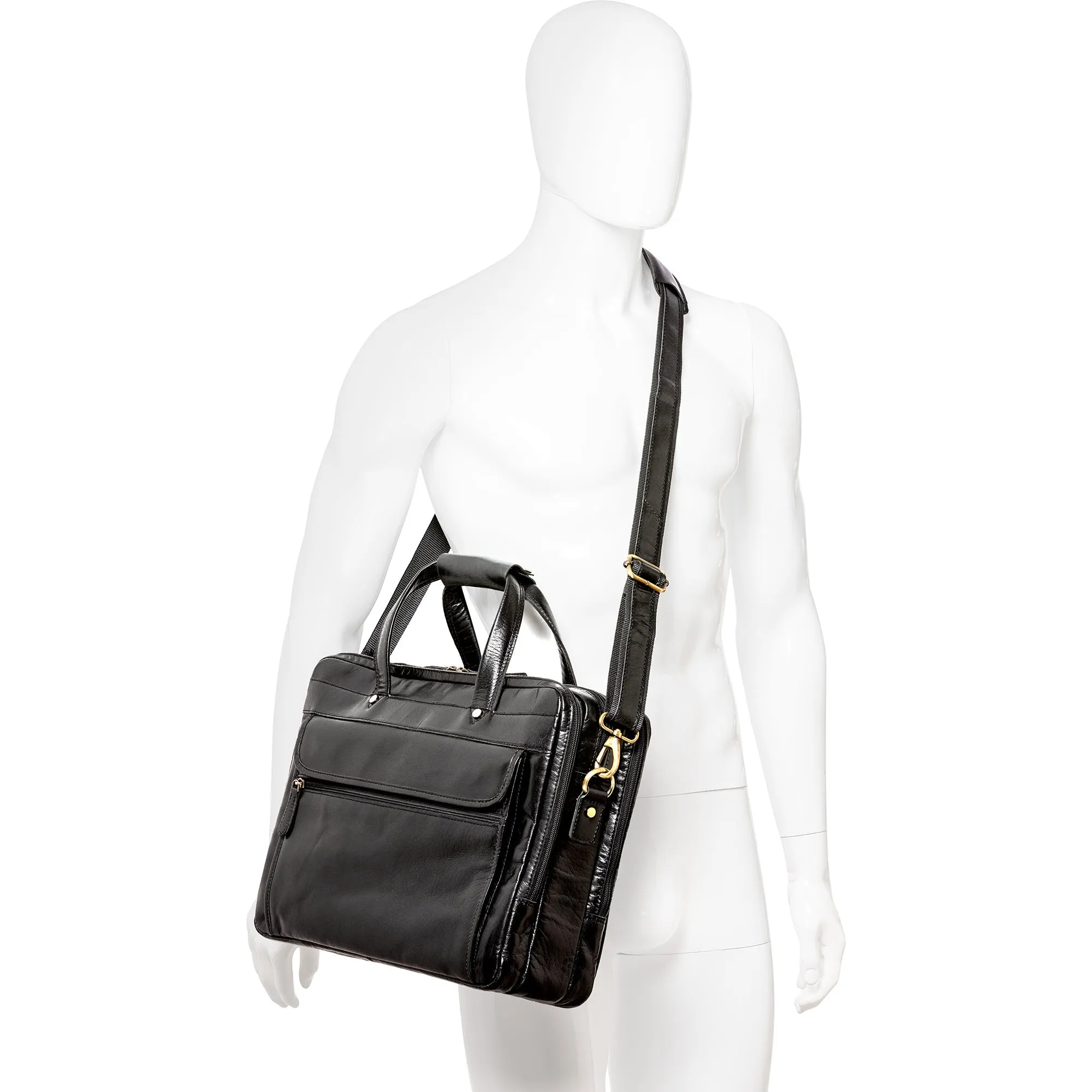 Mancini Buffalo Triple Compartment Briefcase for 15.6” Laptop / Tablet