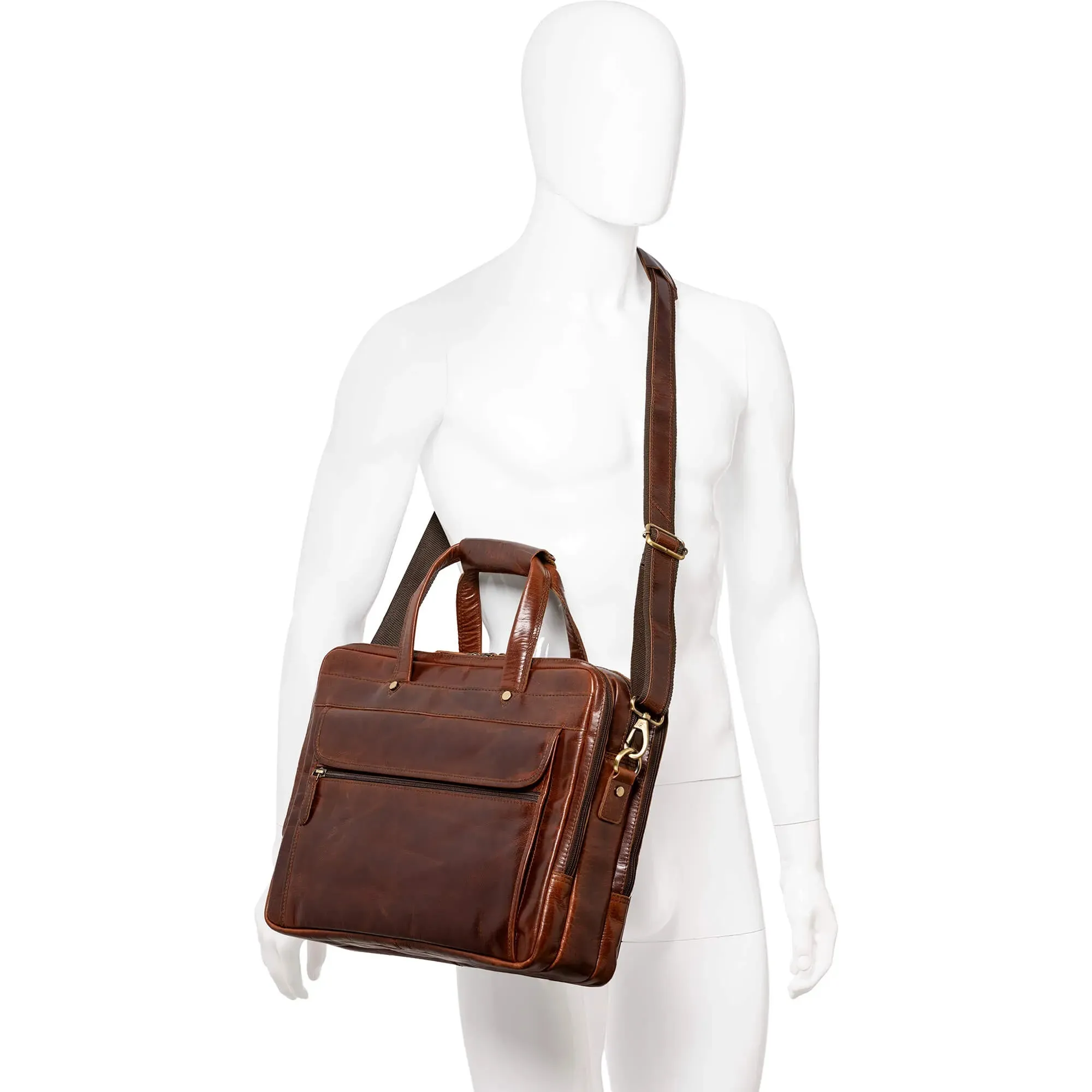 Mancini Buffalo Triple Compartment Briefcase for 15.6” Laptop / Tablet