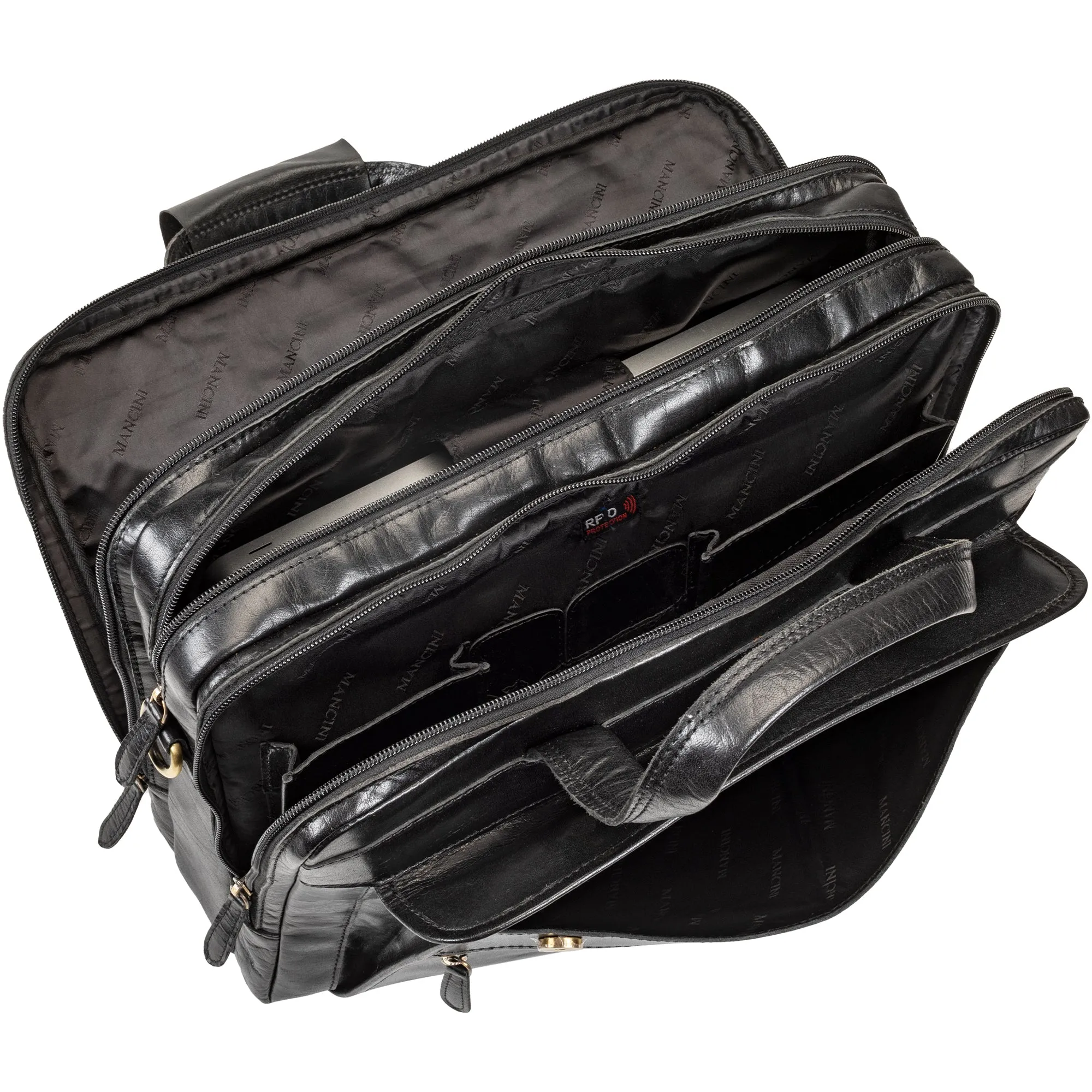 Mancini Buffalo Triple Compartment Briefcase for 15.6” Laptop / Tablet