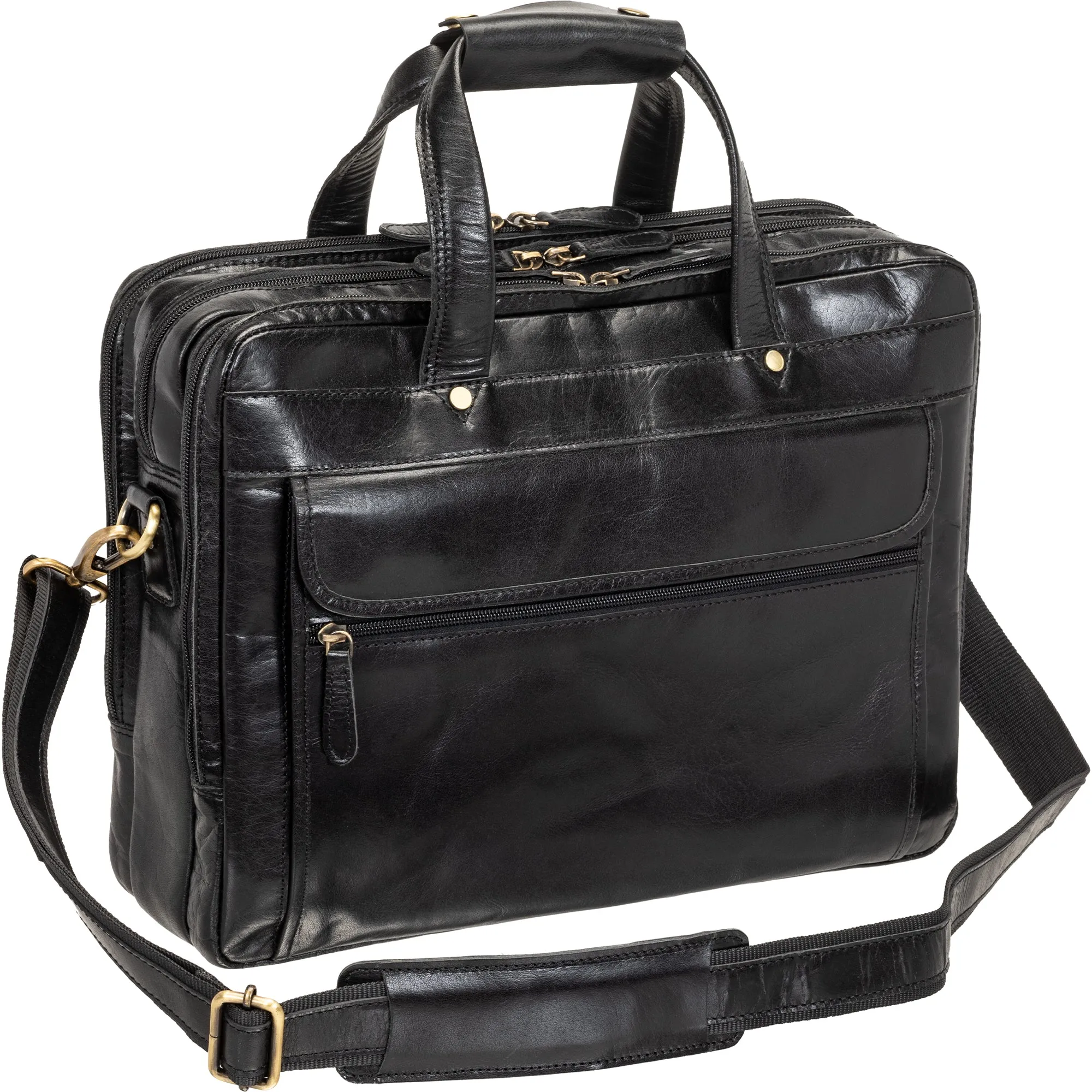 Mancini Buffalo Triple Compartment Briefcase for 15.6” Laptop / Tablet