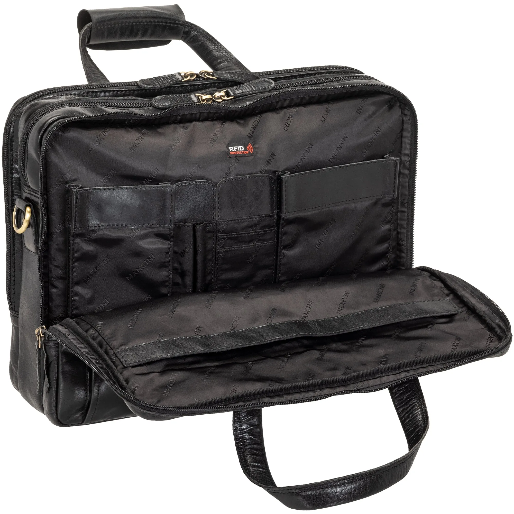 Mancini Buffalo Triple Compartment Briefcase for 15.6” Laptop / Tablet