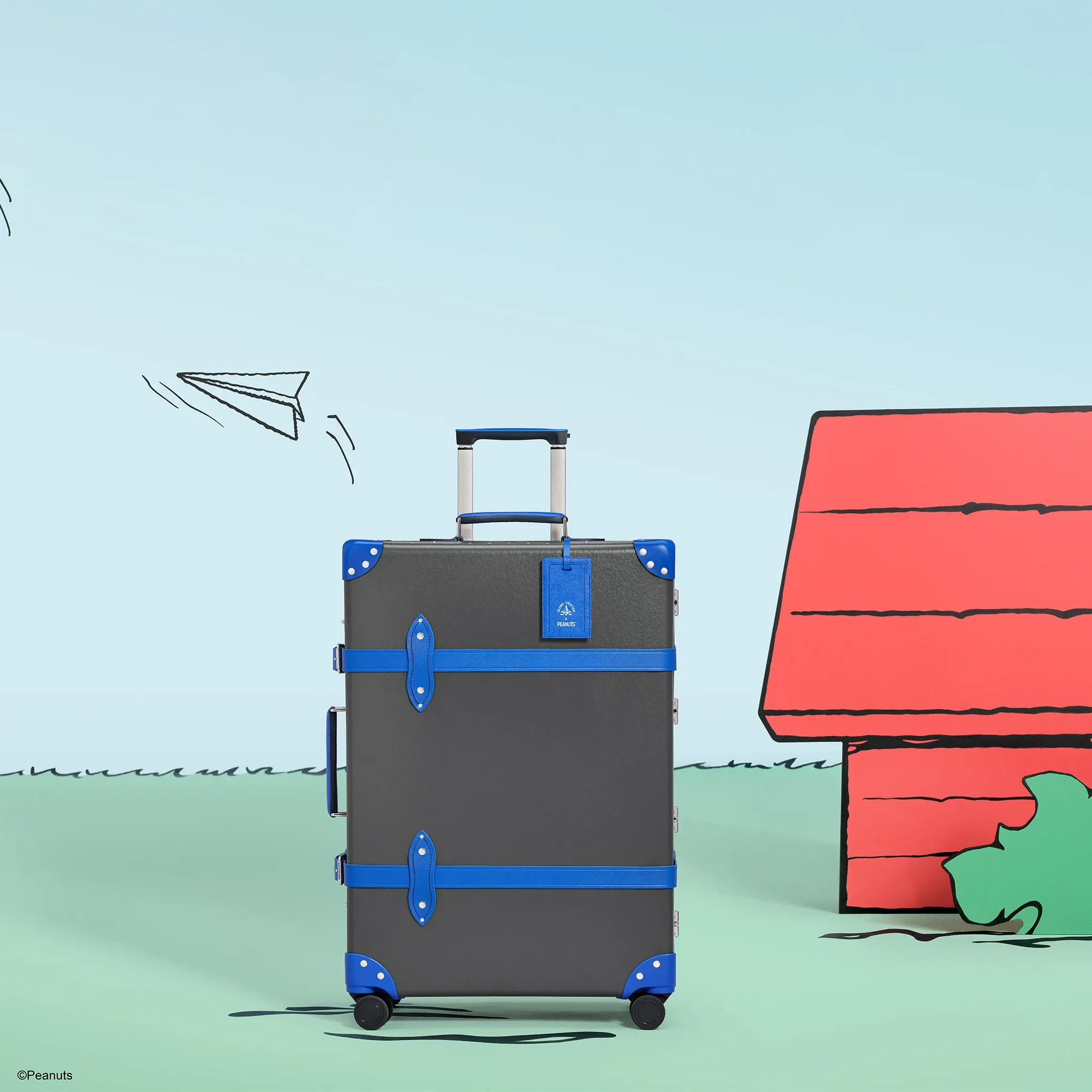 PEANUTS · Large Check-In - 4 Wheels | Charcoal/Cobalt/Chrome