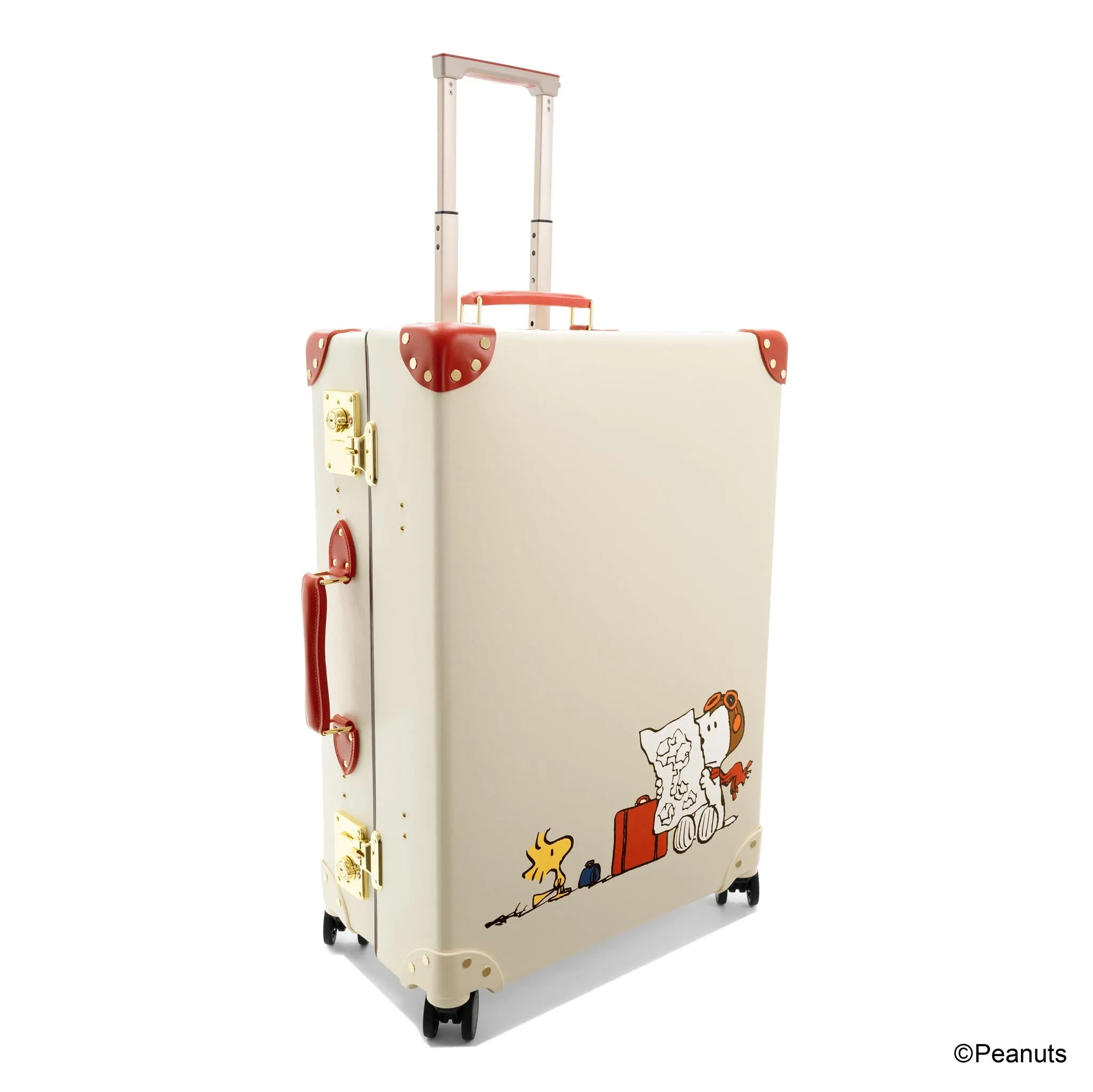 PEANUTS · Large Check-In - 4 Wheels | Ivory/Red/Gold