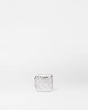 Silver Metallic Leather Travel Sewing Kit