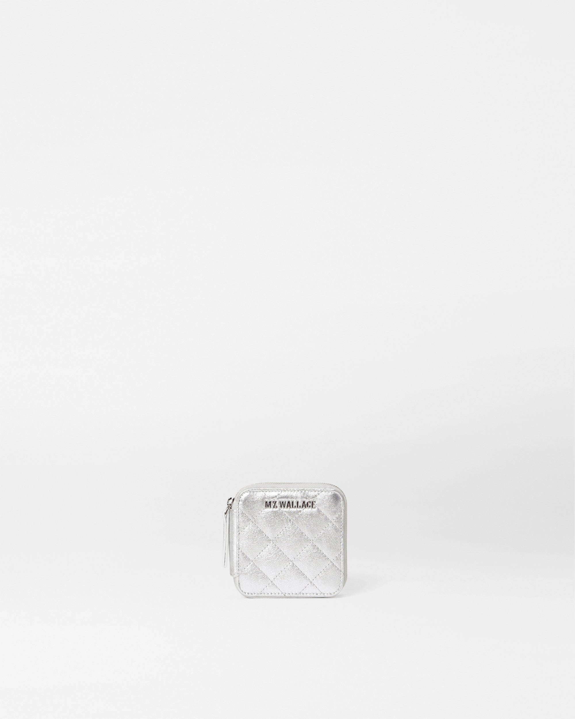 Silver Metallic Leather Travel Sewing Kit