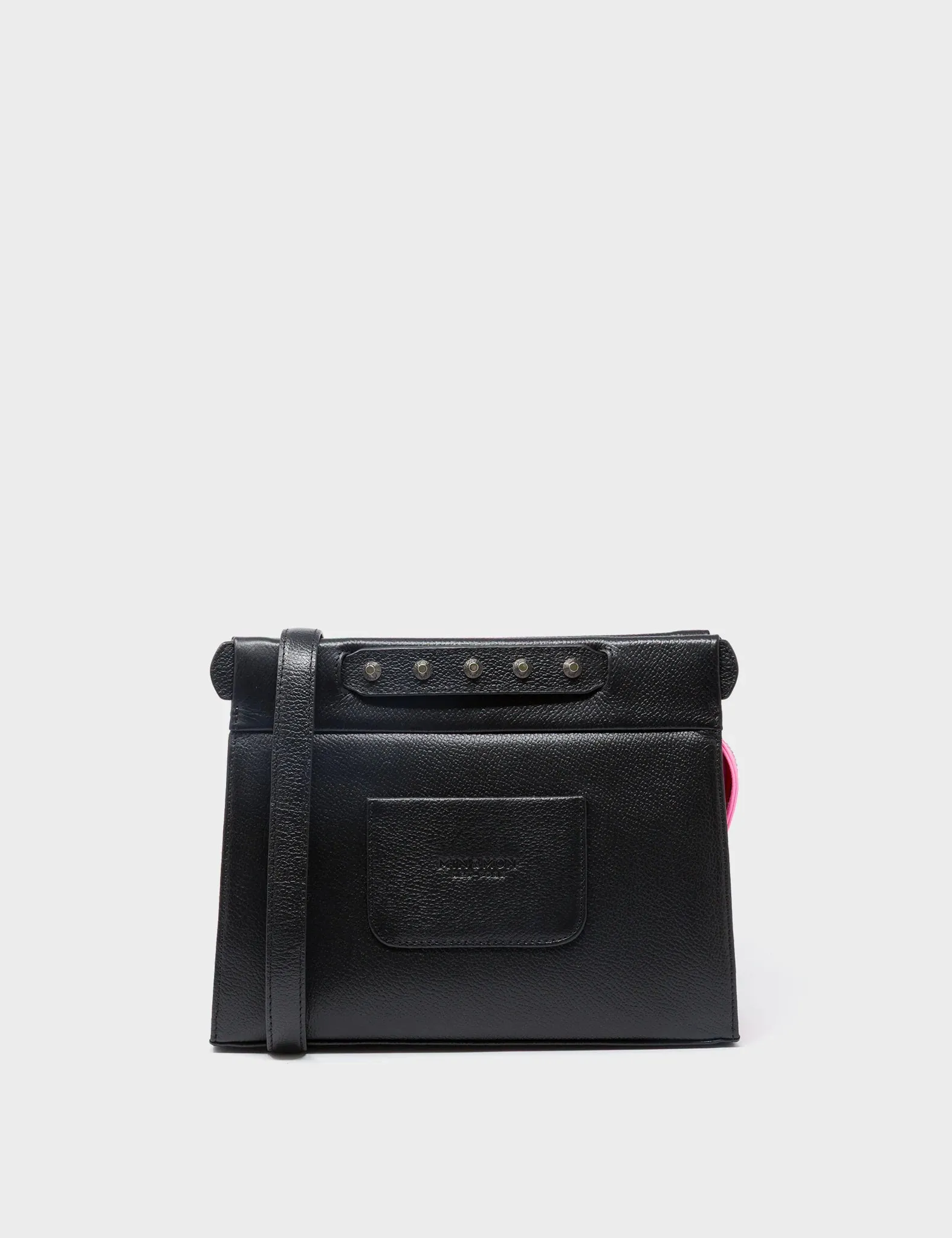 Vali Crossbody Small Parfait Pink And Black Leather Bag - All Over Eyes Embroidery