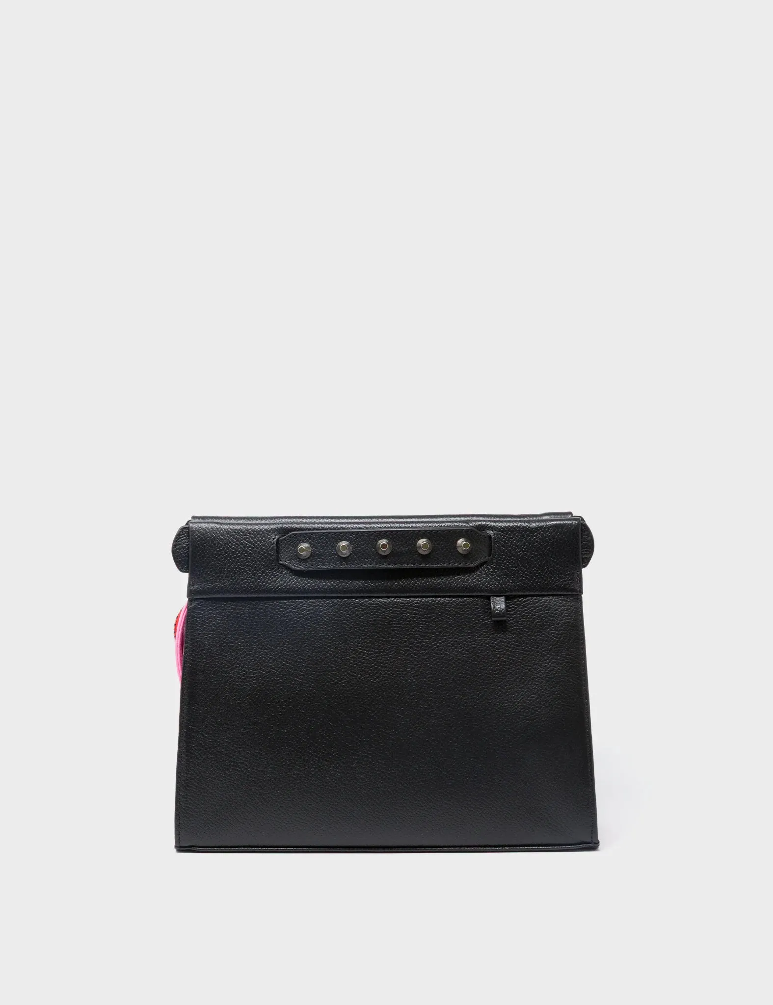 Vali Crossbody Small Parfait Pink And Black Leather Bag - All Over Eyes Embroidery