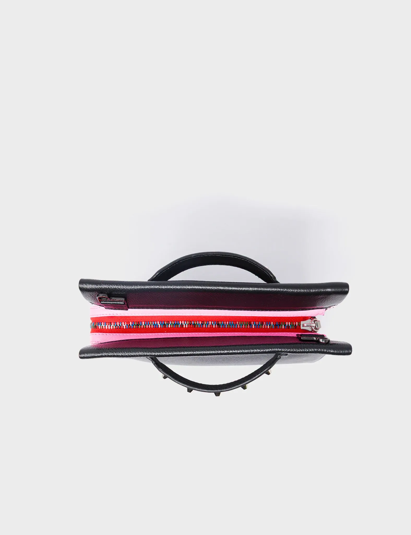 Vali Crossbody Small Parfait Pink And Black Leather Bag - All Over Eyes Embroidery