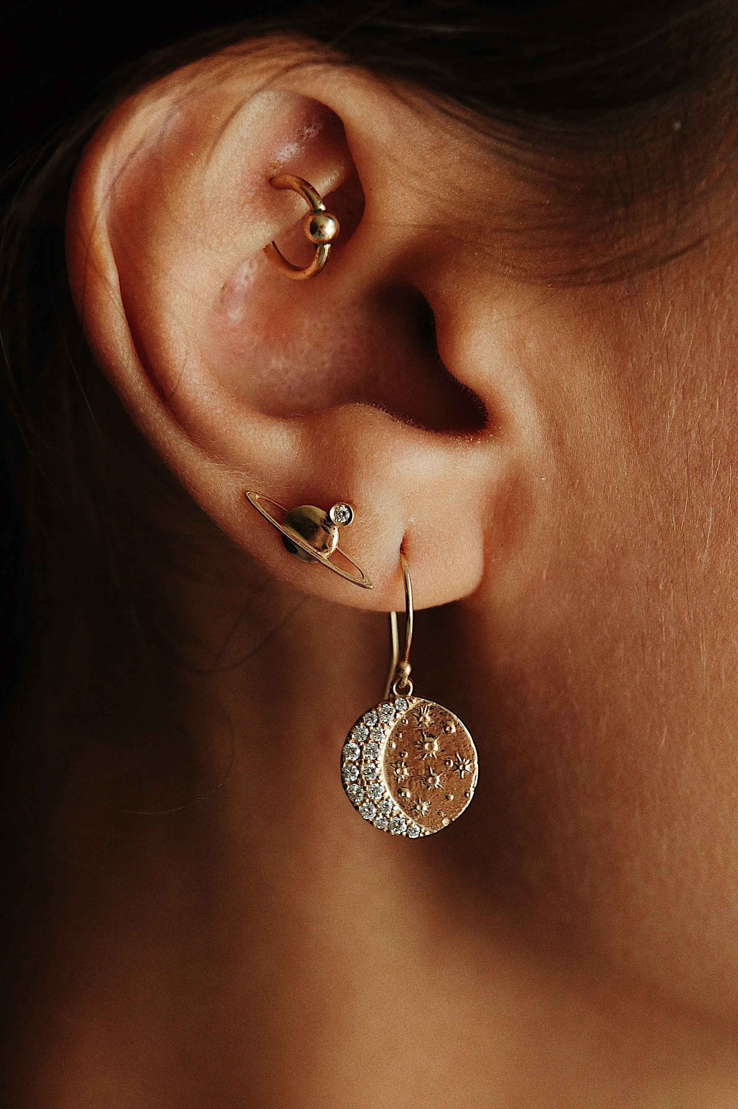 Waning Crescent Moon Earring - READY-TO-SHIP
