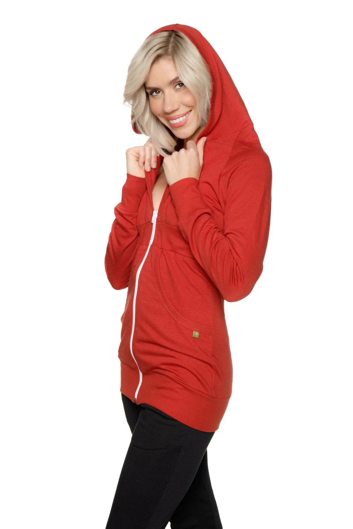 Zip-up Long Body Travel Hoodie Jacket (Cinnabar Red)